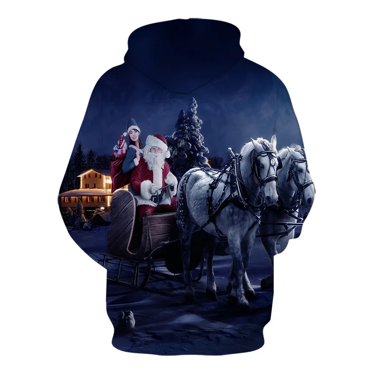 Унисекс Рождество Санта Клаус 3D цифровая печать свободный свитер с капюшоном