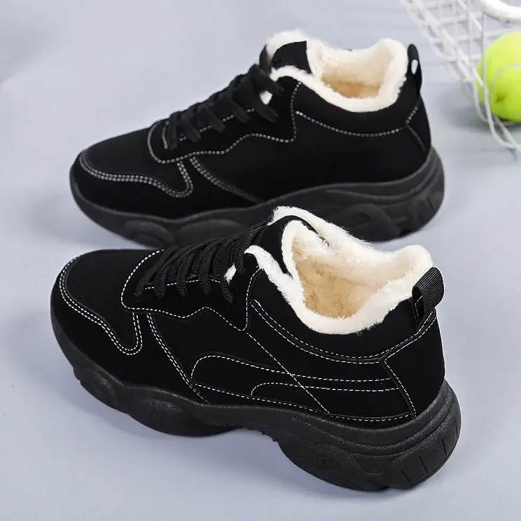 

Shoes Woman Fleece Women's Warm Slugged Bottom Casual Shoes Flat Elevator Wild Luxury Designer Fashion Cotton Boots Lightweight