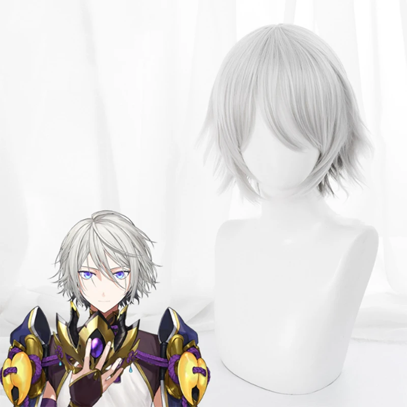 

Game Fate Grand Order Cosplay Wigs Prince of Lanling Cosplay Gray Wig Heat Resistant Synthetic Wig Halloween Carnival Party