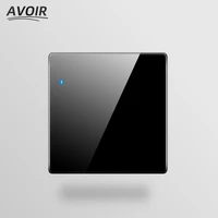 avoir wall light switch black glass panel 1 2 3 4 gang 2 way button switch dimmer fan speed switch power push switches 110v 250v
