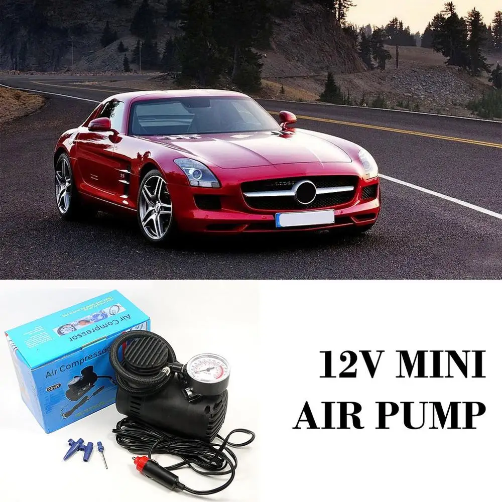 

12V Mini Air Pump Metal Car Auto Portable Mini Electric Air Compressor Kit For Ball Bicycle Minicar Tire Inflator Pump 1 Set