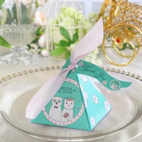 triangular pyramid candy box baby shower souvenir gifts paper packaging bag wedding favors for guests party supplies