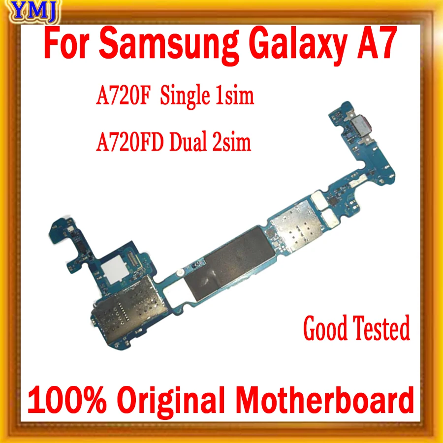 

32GB For Samsung Galaxy A7 A720F A720FD motherboard unlocked with chips 1/2SIM good tested mainboard with Android OS logic board