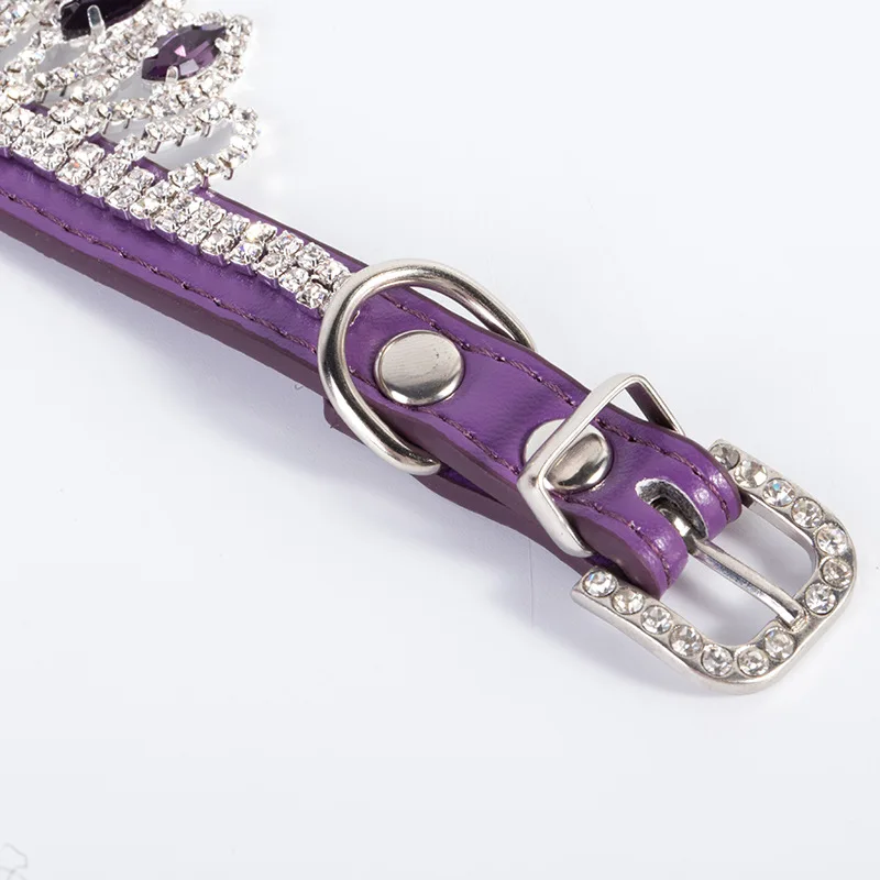 

PU Leather Tassel Diamond Cat Necklace Adjustable Dog Collar Retro Gemstone Small Pet Collars Dog Kitten Puppy Accessories