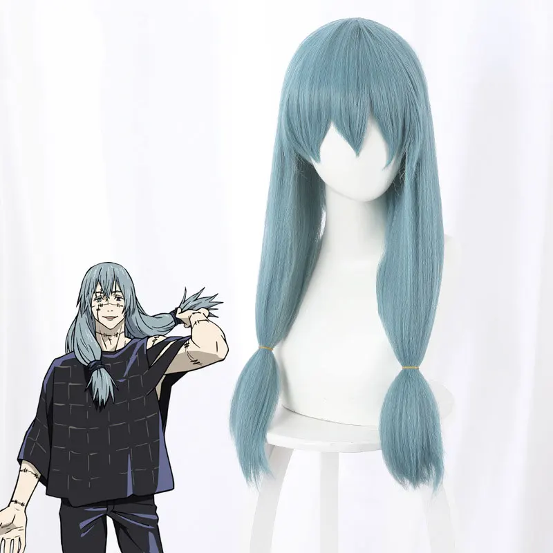 

Jujutsu Kaisen Mahito Cosplay Wig Blue Heat Resistant Synthetic Hair Double braid Costume Wig