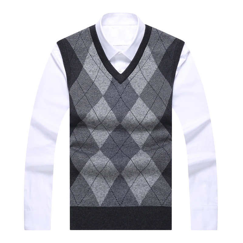 New Fashion Brand Sweaters Men Pullover V Neck Slim Fit Jumpers Knitred Sleeveless Autumn Korean Vest Style Casual Men Clothes