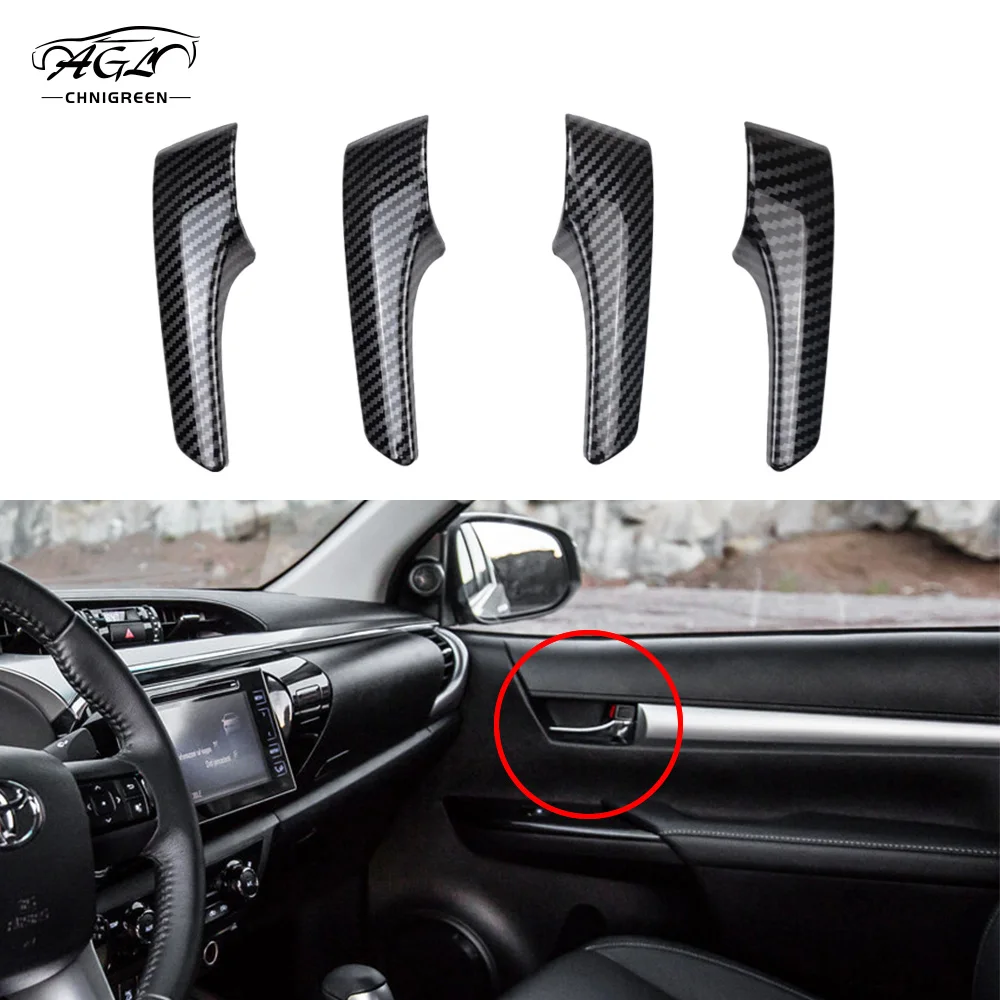 

4pcs Carbon Fiber Color Inner Door Open Handle Cover for Toyota Hilux Revo Rocco Conquest 2015 2016 2017 2018 2019 2020