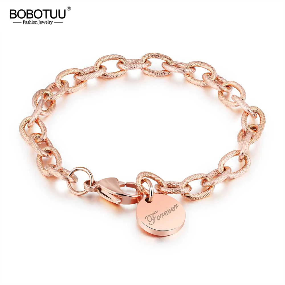 Браслеты BOBOTUU из нержавеющей стали трендовые прочные круглые браслеты цвета