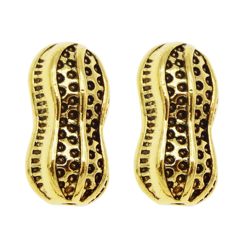 8pcs Alloy Peanut Beads Bracelet Charms Gold Silver color Pendant DIY Necklace Loose Fit Europe Jewelry Making | Украшения и