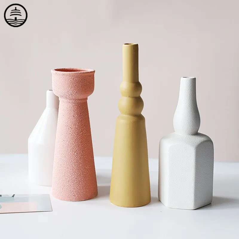 

BAO GUANG TA Nordic Geometric Irregular Morandi Vase Arts Flowers Home TV Cabinet Model Decorations Floreros Decor Gifts R6989