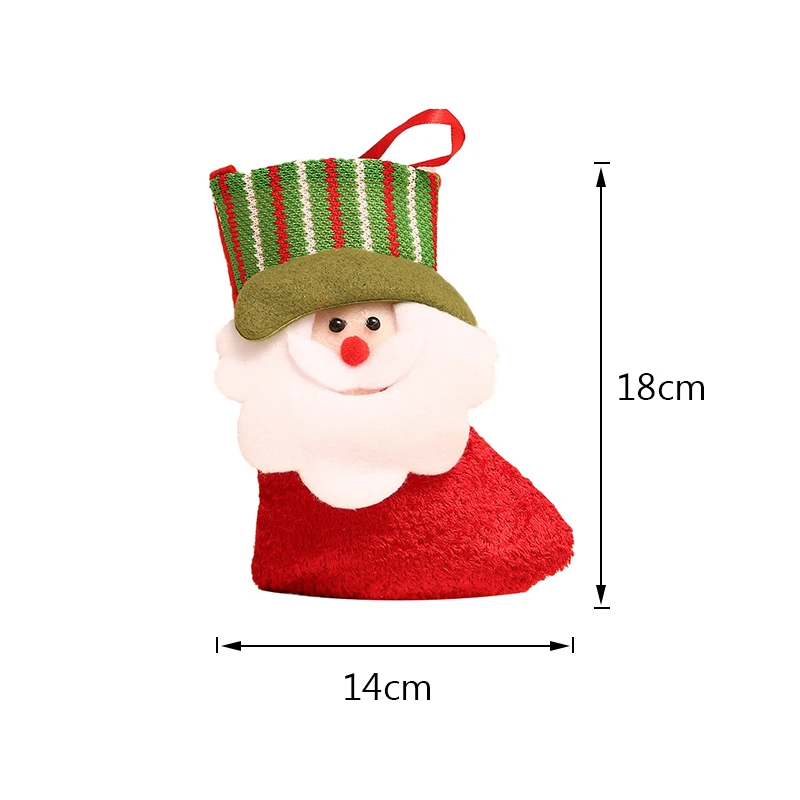 1pc 18x14cm Рождественские чулки, носки, кошка, собака, лось, Navidad, год, мешок для конфет Рождество, украшения, рождественские елки, вечерние подарочные сумки для детей - Цвет: 1pc 18x14cm