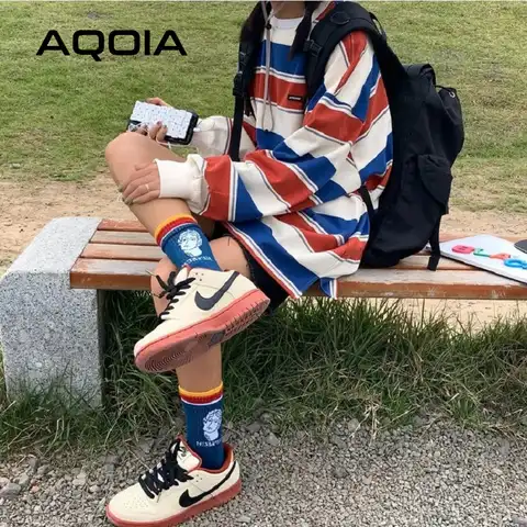 Harajuku Oversize Female Pullover Cotton Striped Women Thin Sweatshirt Loose O Neck Women Hoodies 2022 Spring Plus Size Clothing