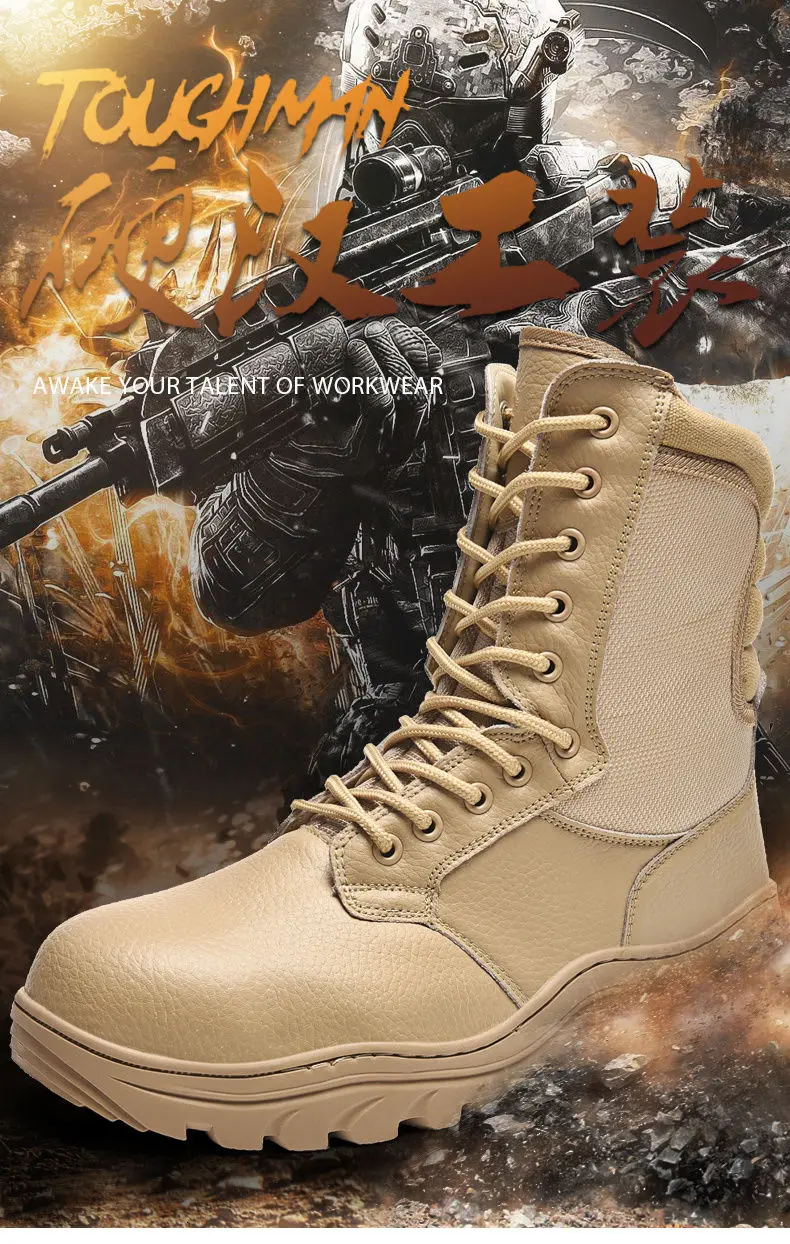 2021 Men High Quality Brand Military Leather Boots Special Force Tactical Desert Combat Men's Boots Outdoor Shoes Ankle Boots images - 6