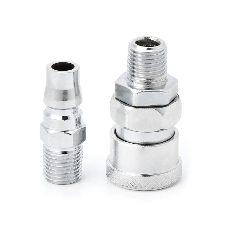 2 Pcs Pneumatic Parts Euro Air Line Hose Compressor Connector Quick Release 1/4" BSP Male Thread Coupler Fitting | Обустройство