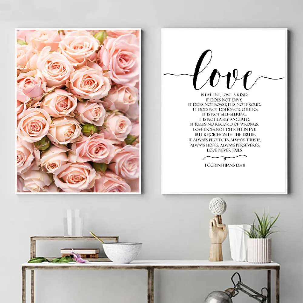Красивая роза любовь Цитата холст постеры принты минималистский стены Искусство