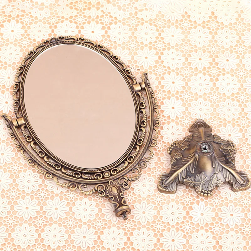 

European Vintage Makeup Mirror Desktop Double Sided Rotating Home Decor Cosmetic Mirror Frame Decor Table Vanity Mirrors