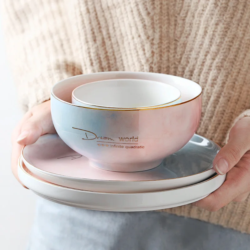 Керамическая посуда тарелка фарфоровые десертные тарелки с градиентом мечты для