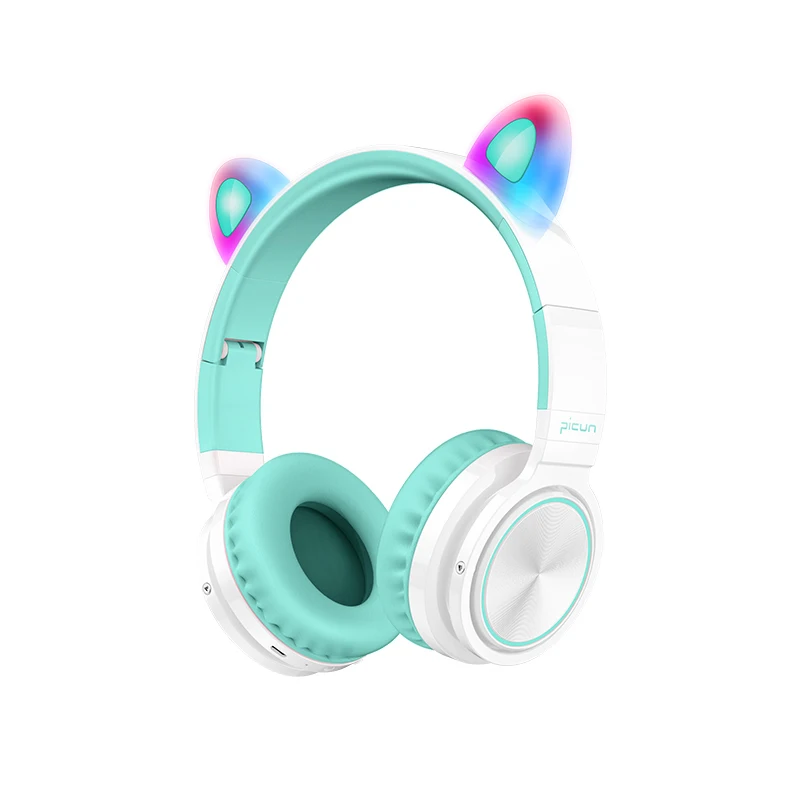 Наушники PICUN с кошачьими ушками Bluetooth 5 0 светодиодная подсветка шумоподавление