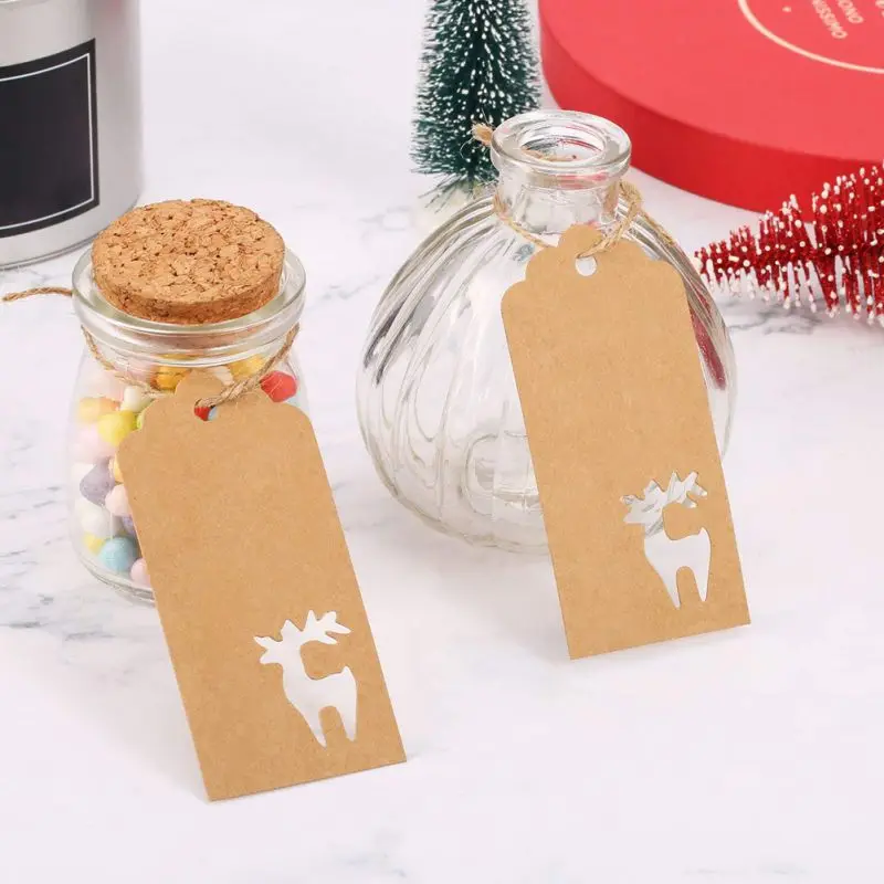 150pcs Рождественская елка висит Бумага тег Рождественский набор этикеток крафт