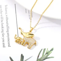 mother and son elephant pendant necklace fashion gold color stainless steel woman jewelry christmas gift never fade droshipping