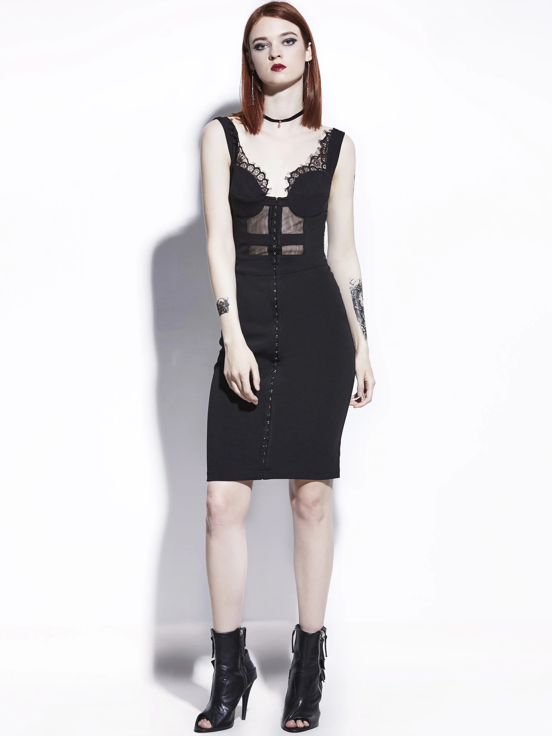 Женское облегающее платье 2019 черное Сетчатое летнее без рукавов на молнии