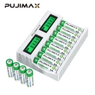 Зарядное устройство PUJIMAX с 4 шт. батарей 1300 мАч, наборы батарей AA, умный ЖК-дисплей для перезаряжаемых батарей 1,2 в AAAAA Ni-MHNi-Cd