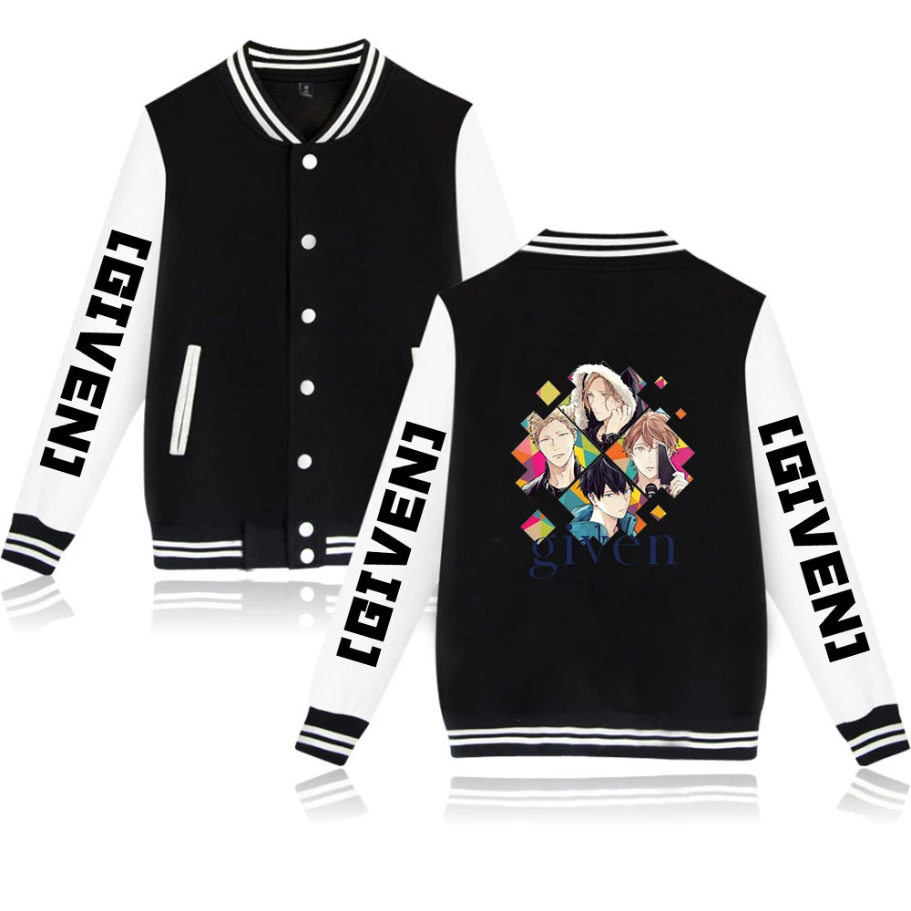 

GIVEN cartoon animation print baseball jacket V-neck winter cool men and women casual street style high-quality jacket