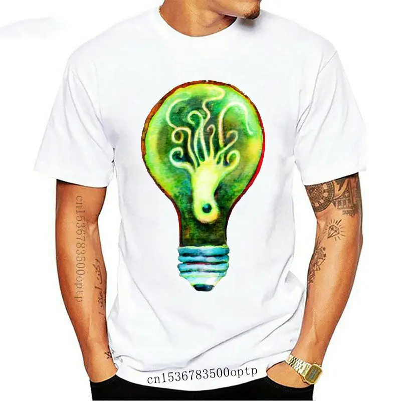 

New Summer 2021 Octopus Bulb Cartoon Top Shirts For Men Black Funky T-shirt Unique Design Teens Birthday Present