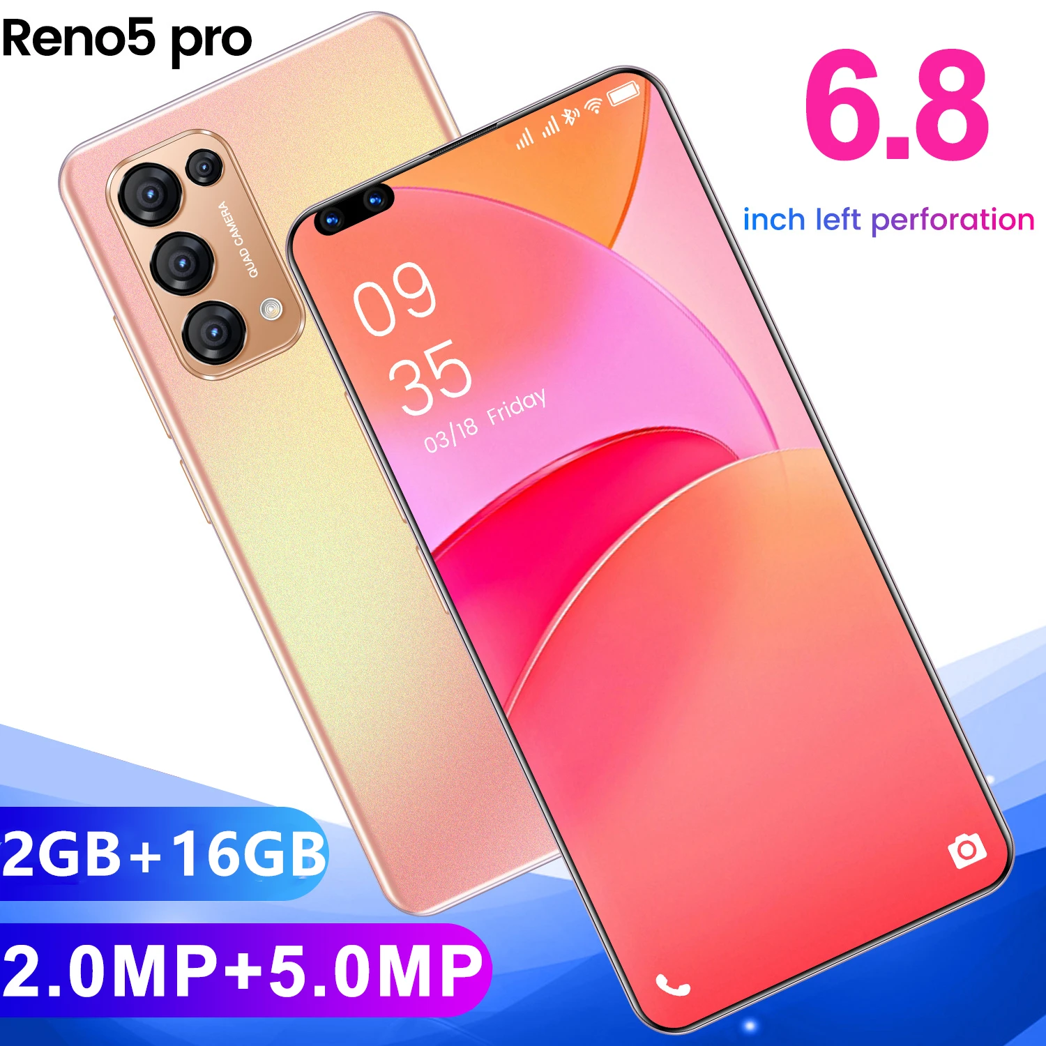 Смартфон Reno5 Pro HD-камера Android 2 + 16 ГБ 4G | Мобильные телефоны и аксессуары