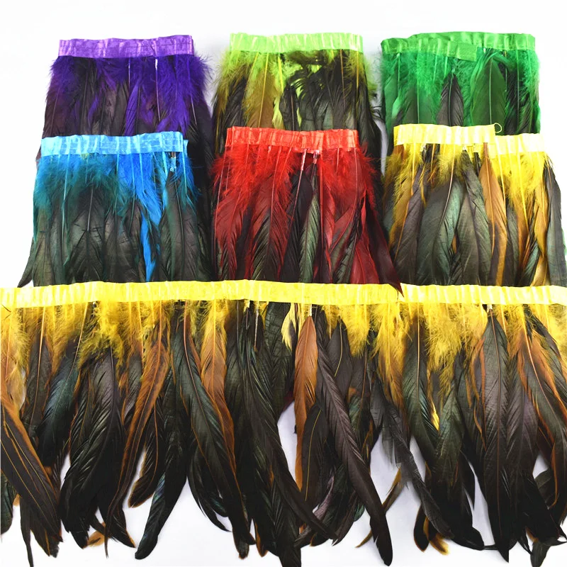 

1Meters 25-30cm/10-12" Coque Rooster Tail Feather Trim Chicken Ribbon Trims Feathers for Crafts Plumas Feathers Trims Feathers