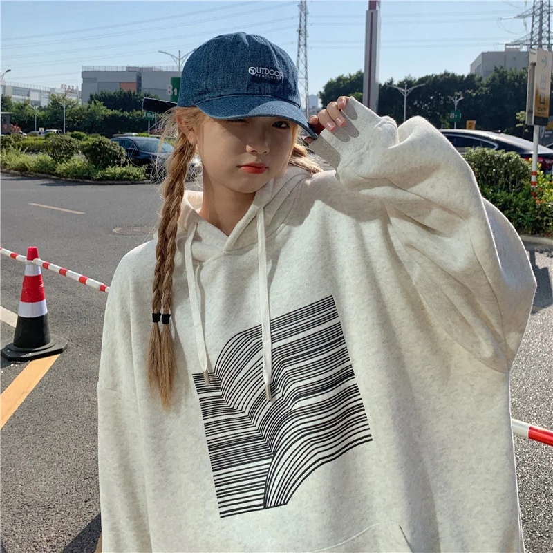 Женский свитер свободного покроя с капюшоном | Женская одежда