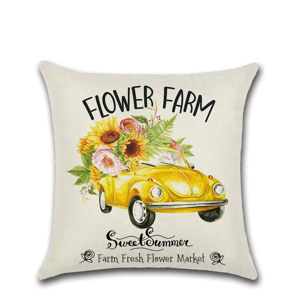 45*45 см новинка креативная Автомобильная наволочка с принтом подсолнуха и букв