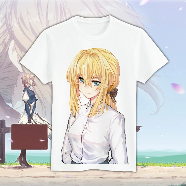 Японская аниме фиолетовая футболка для косплея эвергарда летняя с принтом