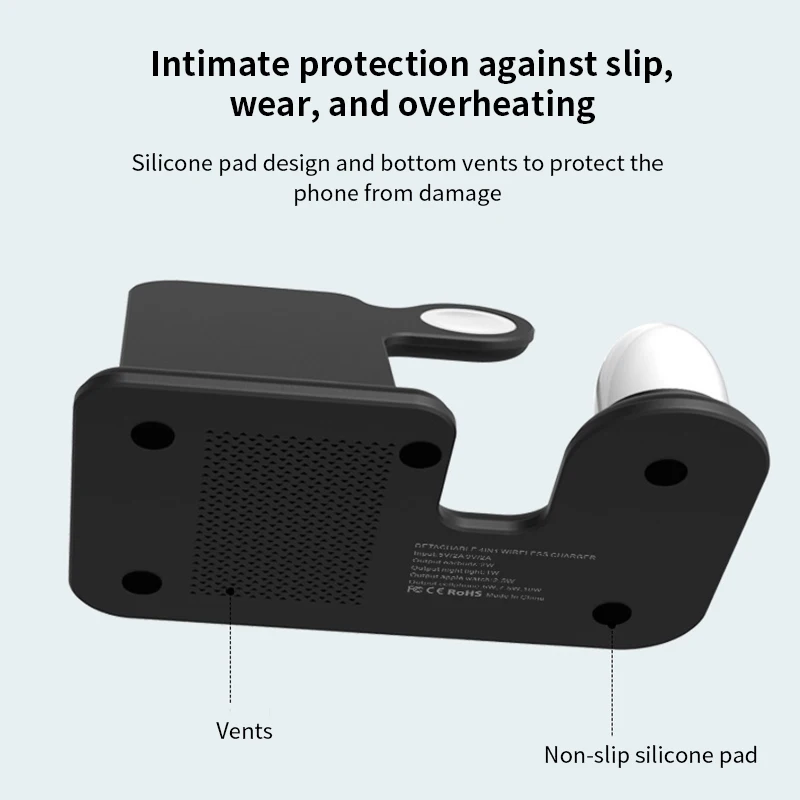 

New Wireless Charger Stand Dock Fast Wireless Charging Dock Bracket Holder 3 In 1 Large Sensing Distance Range Night Light