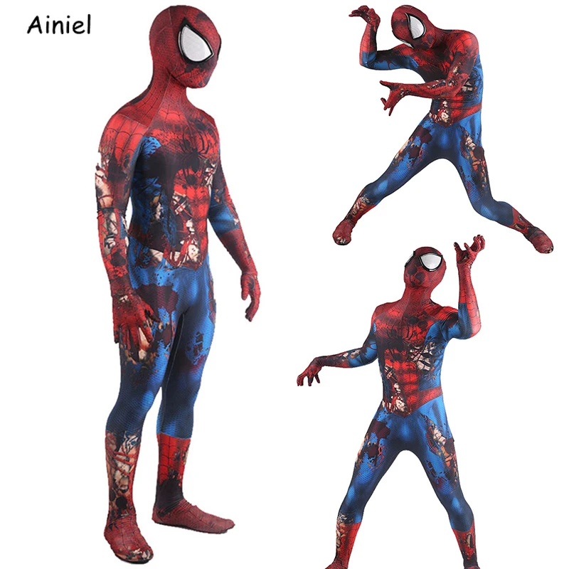 Костюм Человека паука костюм для косплея маска черепа зомби зентай на Хэллоуин