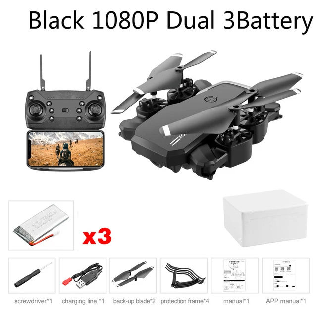 Black 1080P Dual 3B LF609 Дрон 4K с HD камерой wifi 1080P двойная камера следуя за мной Квадрокоптер FPV Профессиональный Дрон долгий срок службы батареи игрушка для детей - Цвет: Black 1080P Dual 3B