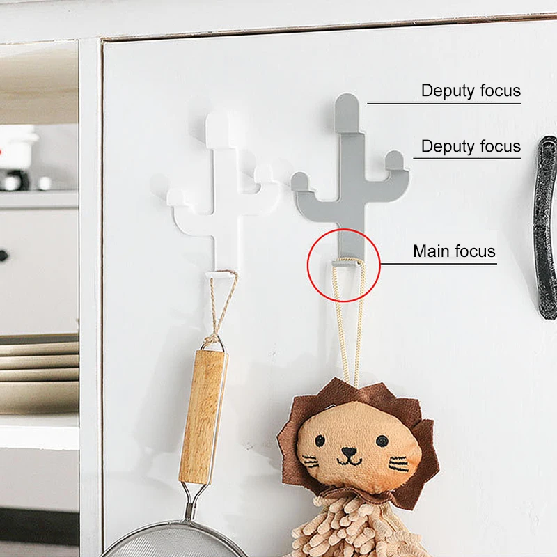 1/2pcs Cactus Shaped Hooks Self Adhesive Clothing Display Racks Key Holder Wall Hook Coat Hanger Cap Room Decor Show | Дом и сад