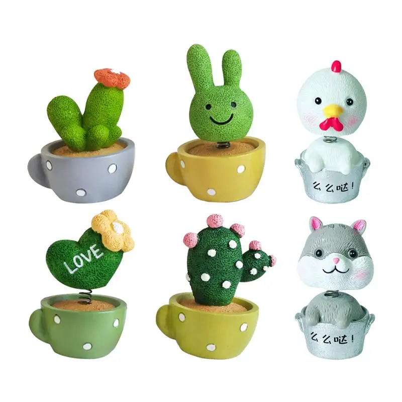 

6Pcs Mini Resin Adornments Creative Bonsai Decors Lovely Car Decorations