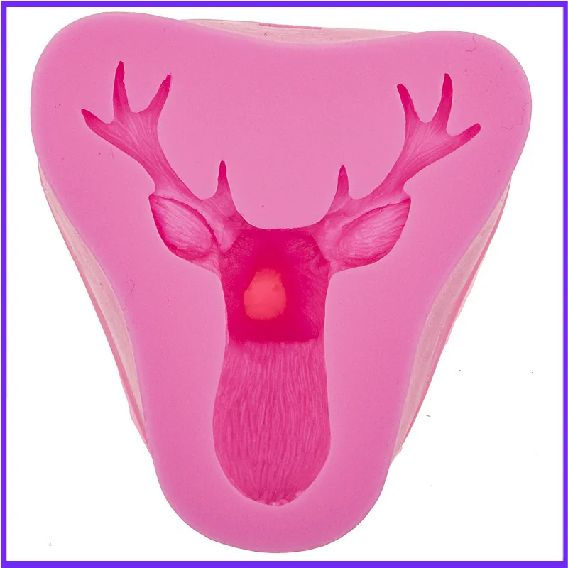 Рождественский олень силиконовая 3D голова оленя форма для торта Форма шоколада