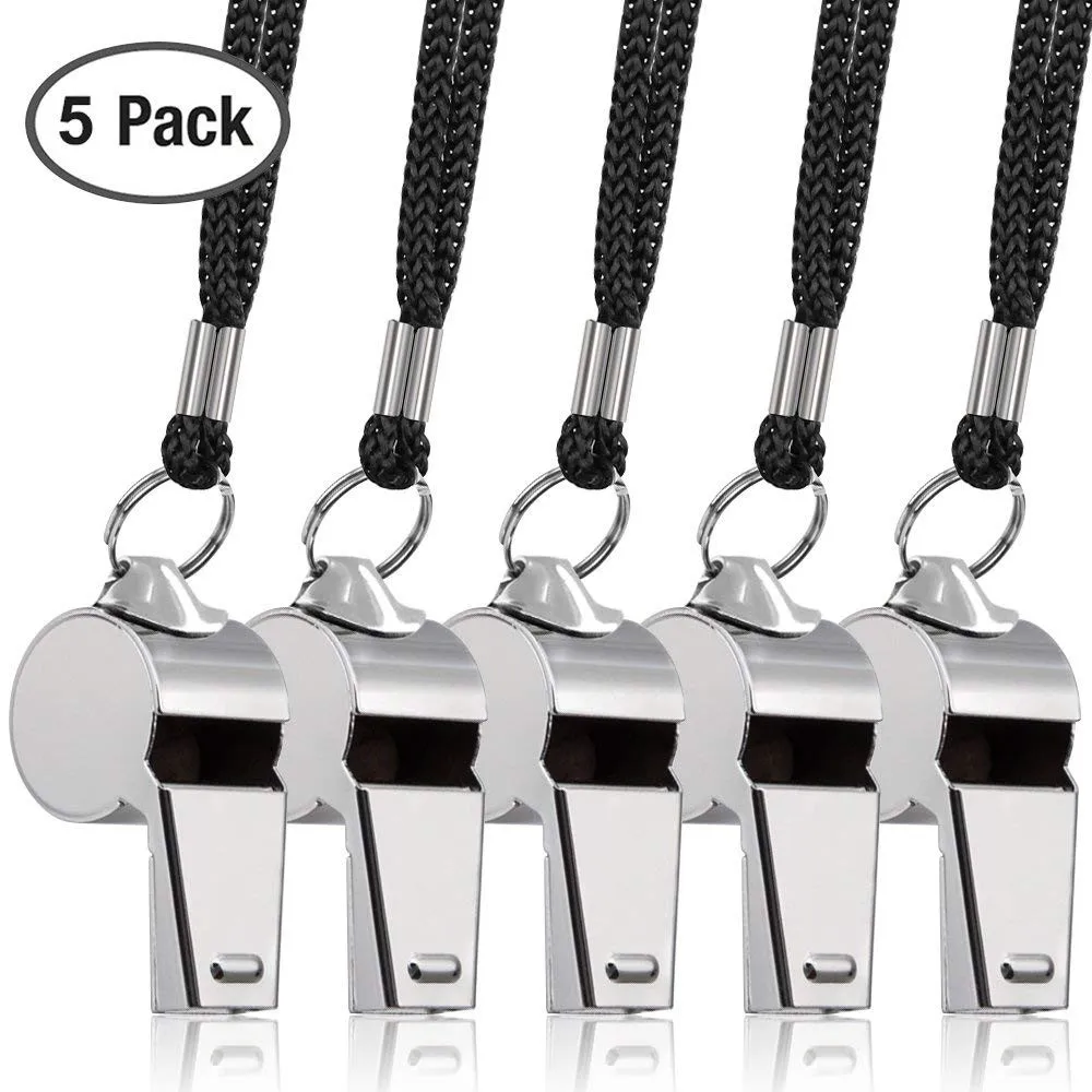 

5pc Stainless Steel Whistle First Aid Whistle Soccer Football Basketball Hockey Baseball Sports Referee Whistle Survival Outdoor