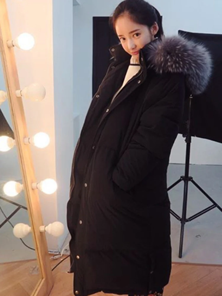 Женские 2021 пуховик на утином пуху пальто для женщин ультра до колена Длинные