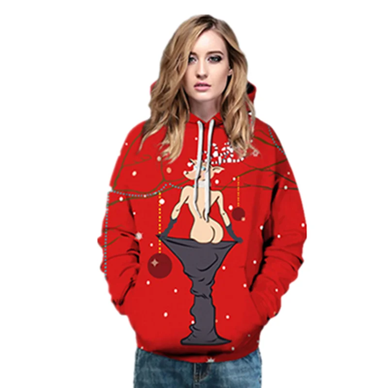 Размера плюс 3D печать рождественские женские мужские толстовки для влюбленных INS