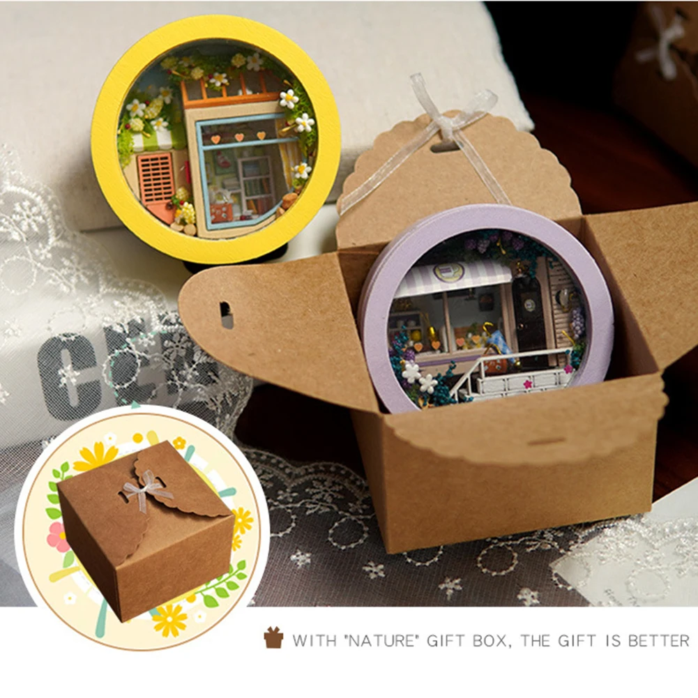 

DIY Dollhouse Wooden House Box Miniature Furniture Kit Casa LED Toy Kid Gift Assembling 3D Wooden Miniature Dollhouse Toys