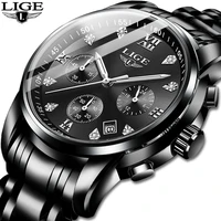 2020 fashion mens watchesl lige top brand luxury sport chronograph quartz watch men black stainless stee watch relogio masculino