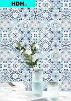 hdhome blue white wallpaper floral flower tile peel and stick wallpaper removable wall paper waterproof self adhesive wallpaper