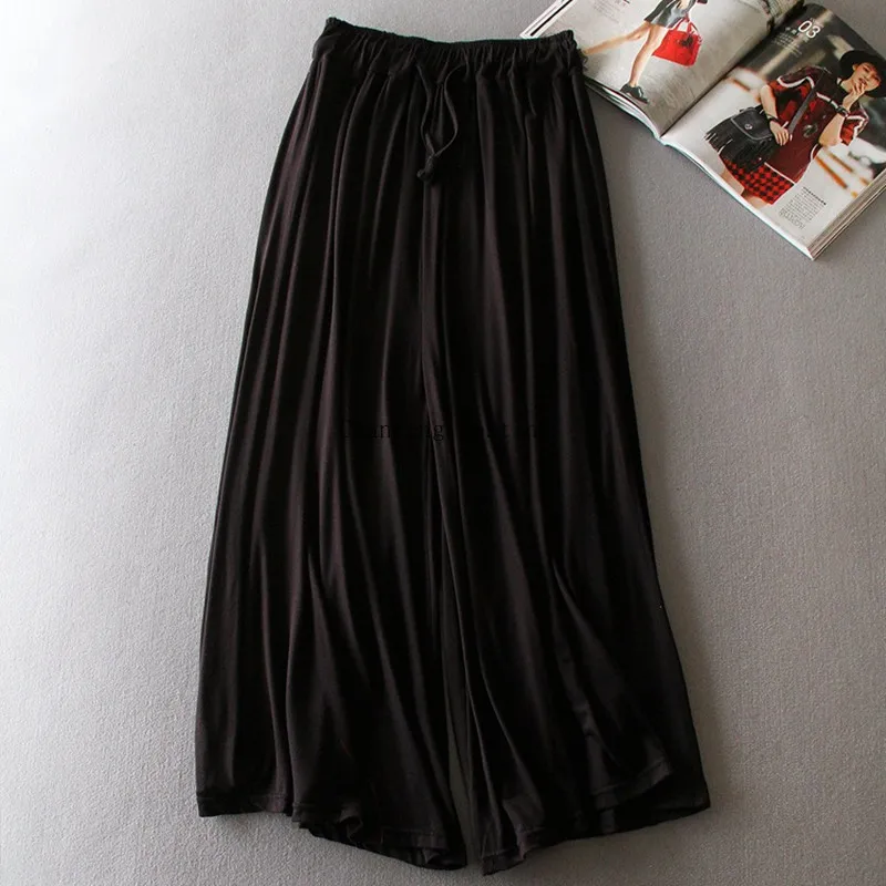 Летние тонкие жидкости широкие брюки женские Однотонная одежда размера плюс