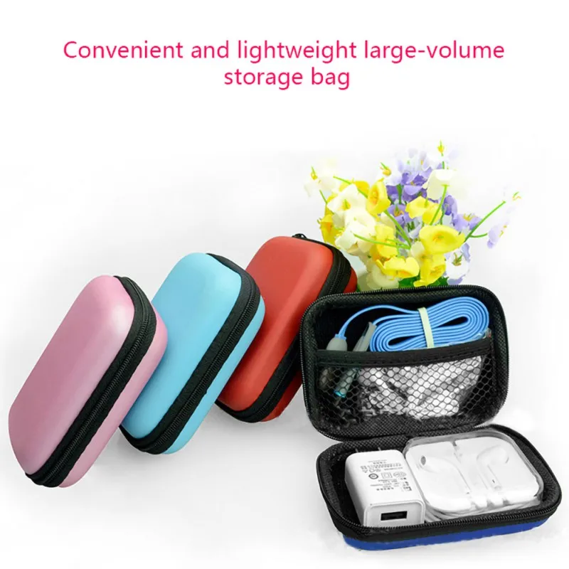 

EVA Material Earphone Storage Bag Data Cable Storage Bag Large Capacity Solid Color Earphone Storage Bag .