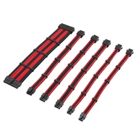 6pcs atx chassis power mainboard 24p cpu8p graphics card 6 2p 6p black red nylon braided adapter extension cable
