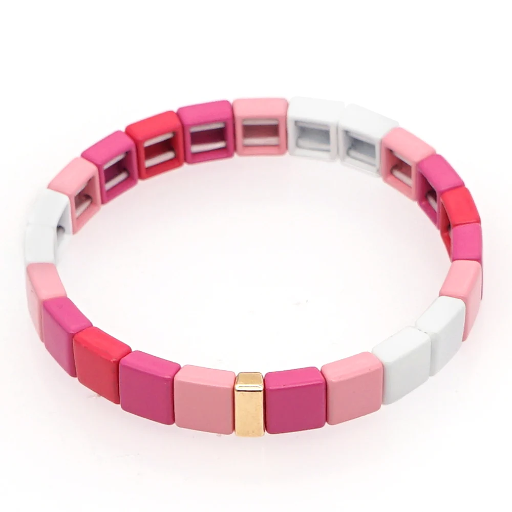 Женский браслет с бусинами Shinus розовый стрейчевый буквами Xo 2020|Браслеты шармами|