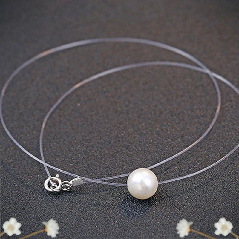 Прозрачная подвеска-чокер невидимая леска цепочка трендовые имитация жемчуга